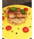 Filet de julienne posé sur son lit de Risotto Primavera