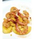 Crevettes bio au caramel whisky et tranches de mangue